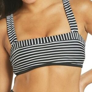 New Ella Moss S Small Bandeau Swim Top Visionary Black White Striped Lined